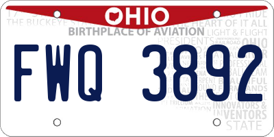 OH license plate FWQ3892