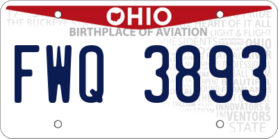 OH license plate FWQ3893