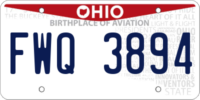 OH license plate FWQ3894