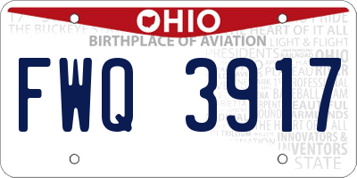OH license plate FWQ3917