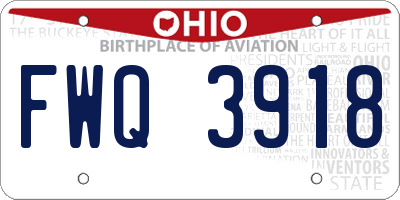 OH license plate FWQ3918