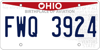 OH license plate FWQ3924