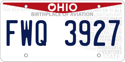 OH license plate FWQ3927