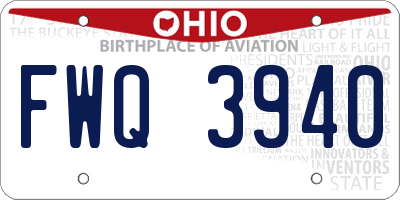 OH license plate FWQ3940