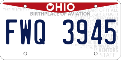 OH license plate FWQ3945