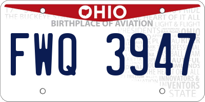OH license plate FWQ3947