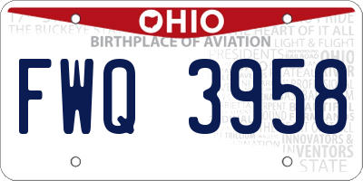 OH license plate FWQ3958