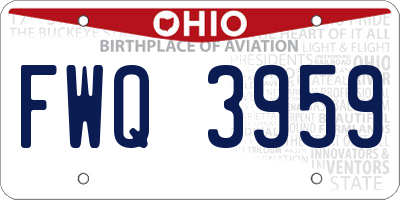 OH license plate FWQ3959