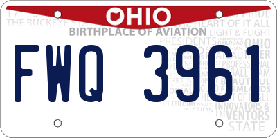OH license plate FWQ3961