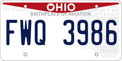 OH license plate FWQ3986