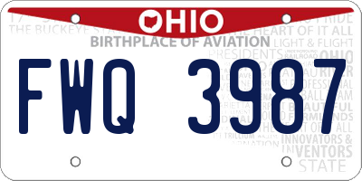 OH license plate FWQ3987