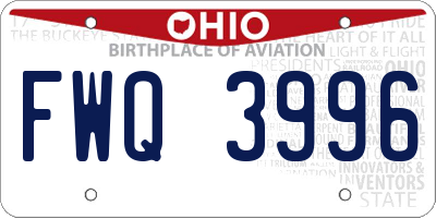 OH license plate FWQ3996