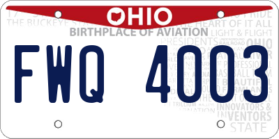 OH license plate FWQ4003