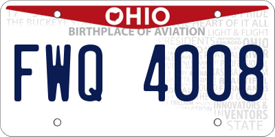 OH license plate FWQ4008