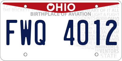 OH license plate FWQ4012