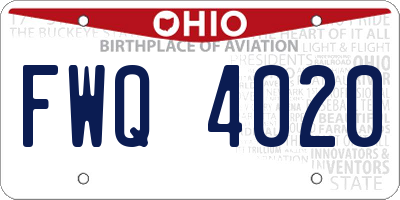 OH license plate FWQ4020