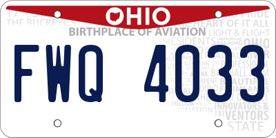 OH license plate FWQ4033