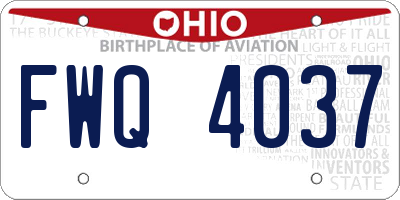 OH license plate FWQ4037