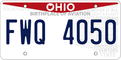OH license plate FWQ4050