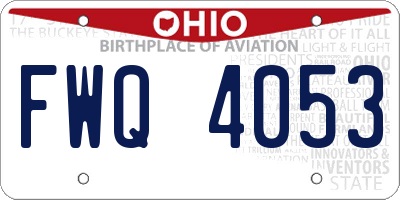 OH license plate FWQ4053
