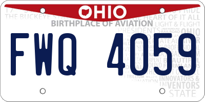OH license plate FWQ4059