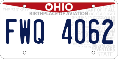 OH license plate FWQ4062
