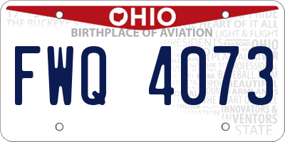 OH license plate FWQ4073