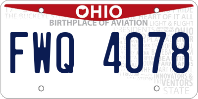 OH license plate FWQ4078