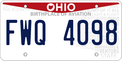 OH license plate FWQ4098