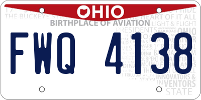 OH license plate FWQ4138