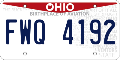 OH license plate FWQ4192