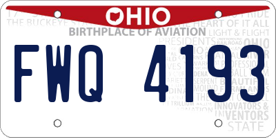 OH license plate FWQ4193