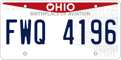 OH license plate FWQ4196