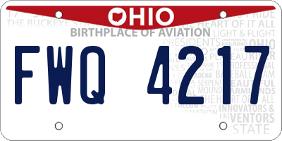 OH license plate FWQ4217