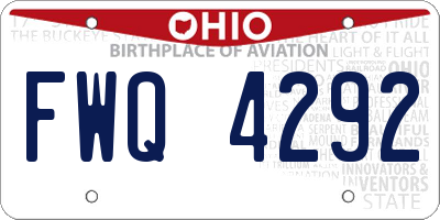 OH license plate FWQ4292