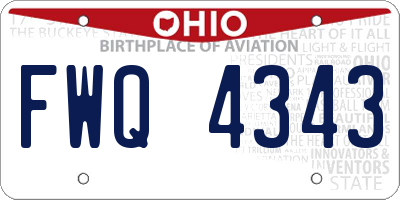 OH license plate FWQ4343