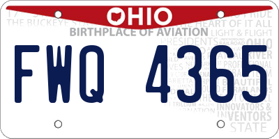 OH license plate FWQ4365