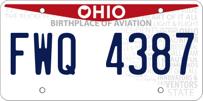 OH license plate FWQ4387