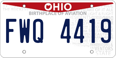 OH license plate FWQ4419