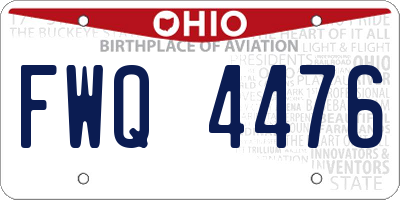 OH license plate FWQ4476