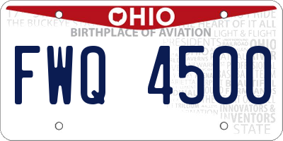 OH license plate FWQ4500