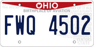OH license plate FWQ4502