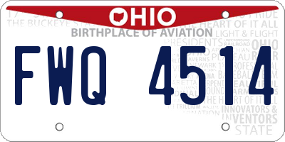OH license plate FWQ4514