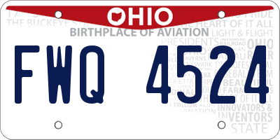 OH license plate FWQ4524