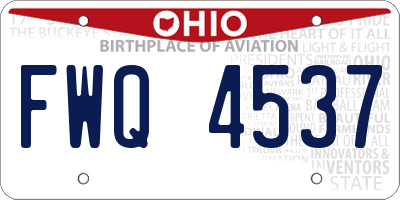 OH license plate FWQ4537