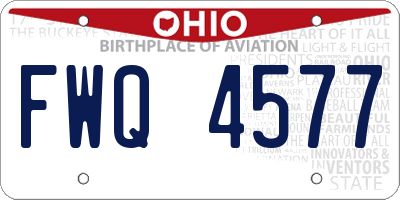 OH license plate FWQ4577