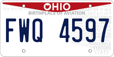 OH license plate FWQ4597