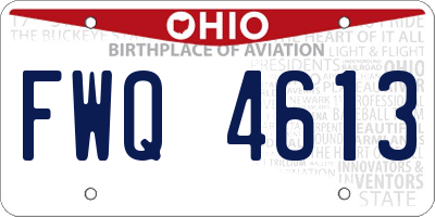 OH license plate FWQ4613
