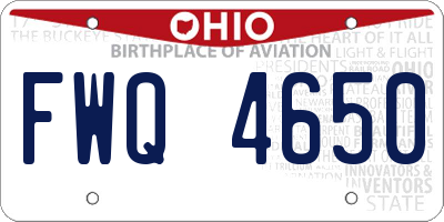 OH license plate FWQ4650