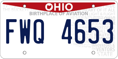 OH license plate FWQ4653